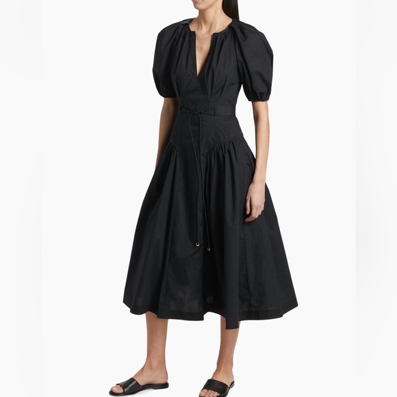 Ulla Johnson Carina cotton Noir Midi puff sleeve dress - Picture 11 of 12